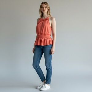 Nine West Cruz Coral Sexy Womens Large Sleeveless Shirt Tank Blouse Fashion Top